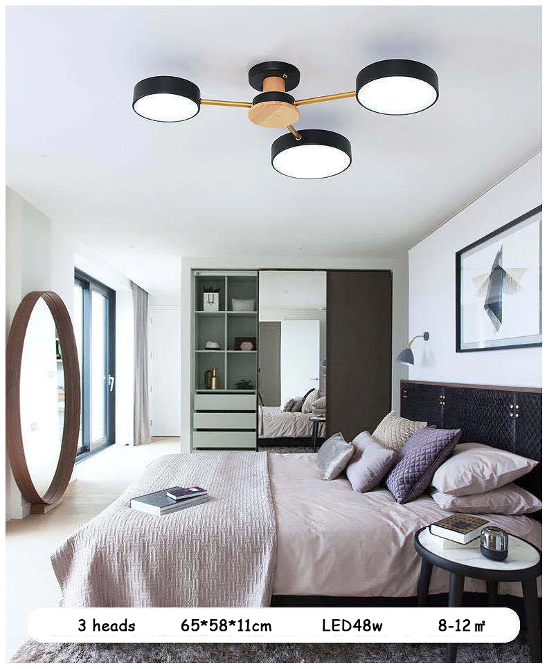 Nordic LED ceiling lamp dining room chandelier living room ceiling chandelier bedroom log lighting villa home decoration lamp adjustable spotlights