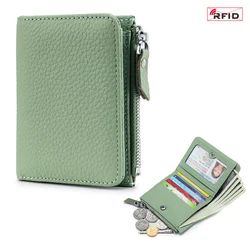 Luxury Genuine Leather Unisex Compact Wallet with RFID Protection (Light Green)