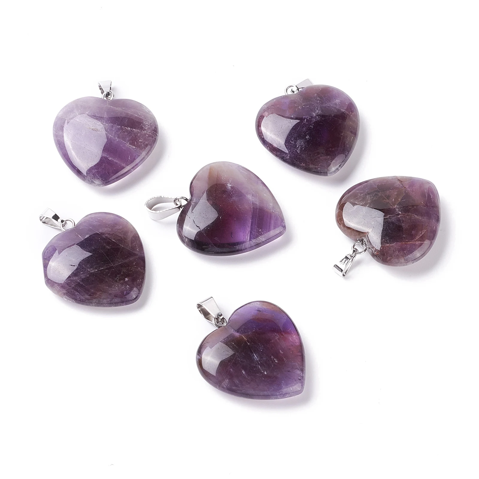 10pcs Natural Stone Pendants Heart Shape Amethysts Quartzs Crystal Stone Charms for Making Jewelry Necklace Earring Accessories