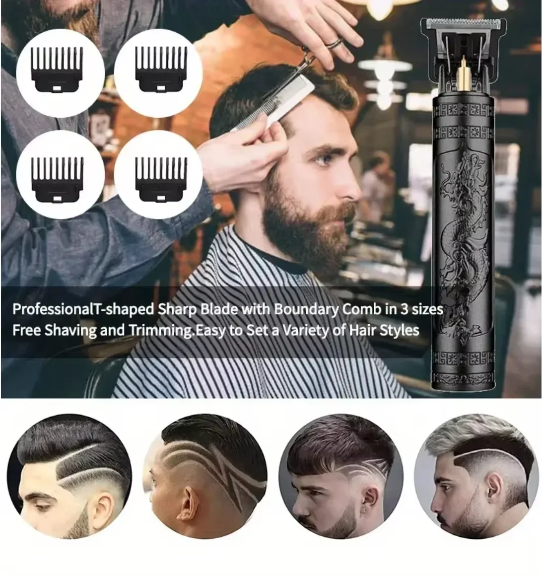 Hair Trimmer T9 Vintage Cordless Hair Cutting Machine Professional Barber Trimmer for Men Beard Shaving Lightweight Design