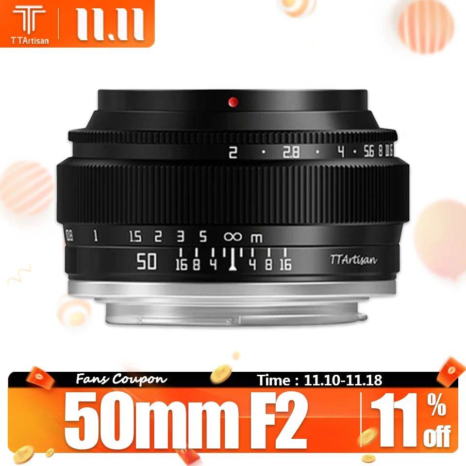 Camera Lens TTArtisan 50mm F2 MF For Sony A7RIII Fuji Canon RP Nikon Z5 Sigma FP Olympus EPL9