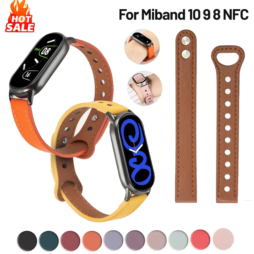 Skin-Friendly Leather Strap for Smart Bands - Breathable Watchband Accessory