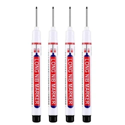 Deep Hole Long Nib Head Markers - Waterproof & Multi - Purpose, Set of 4 (4Pcs black)