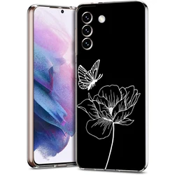 Elegant Black Flower Transparent Phone Case - Durable TPU Cover with Stylish Design - S20Ultra (B5)