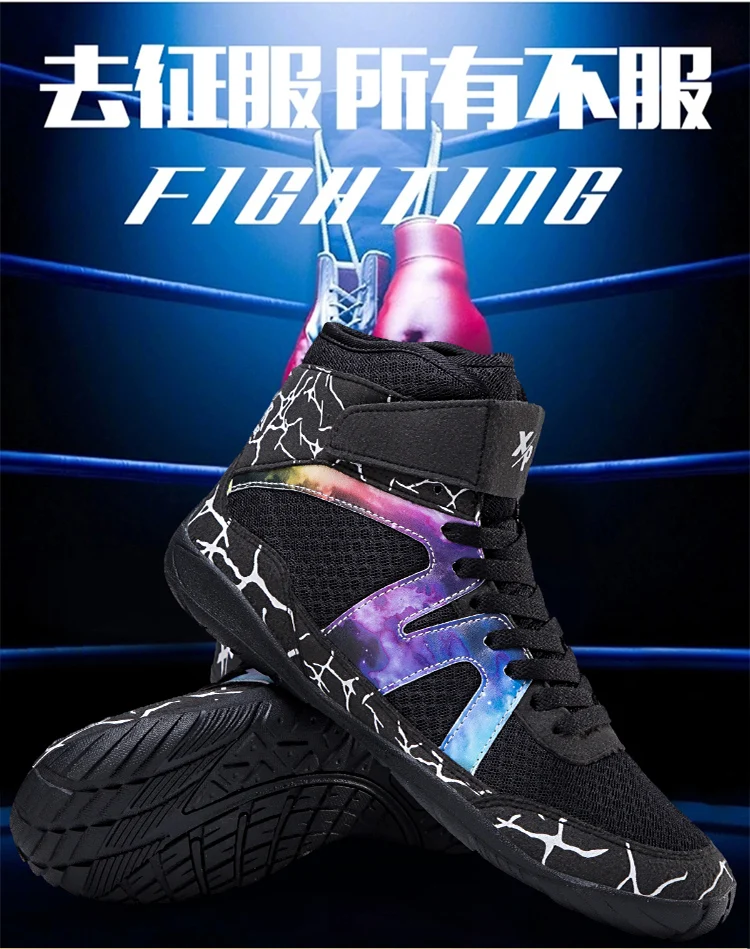 Description Picture 5 of itemProfessional Wrestling Boots Men Breathable Fighting Boxing Shoes Non-Slip Wear-Resistant Boxing Sneakers Gym Training Footwear