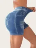 Hot Sexy Imitation Denim Seamless Yoga Shorts for Women Running Sports Leggings Female Ruched Skinny Gym Fitness Short Pants