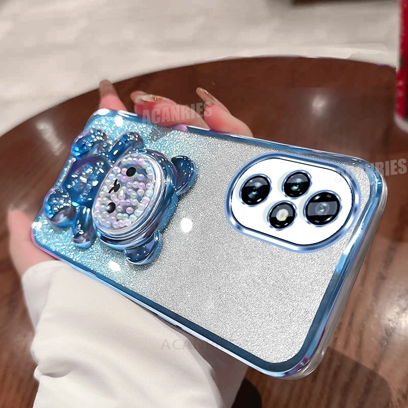 Cute Bear Holder Plating Silicone Shockproof Stand Case