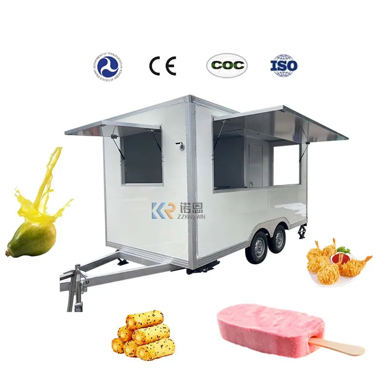 3.8M Square Mobile Kitchen Food Trailer with Toilet Towing Truck Street Food Cart Hotdog Ice Cream Coffee Van Juice Bar Kiosk 47 x 37 x 66cm square two layer coffee table display stand metal edge for living room bedroom kitchen bronze