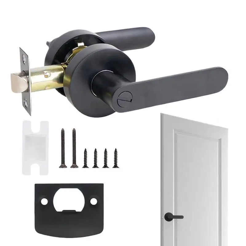Interior Door Handle Lock With Core/pin For Bedroom, Heavy-duty Door Lock Handle Kit, Safety Silent Accessories