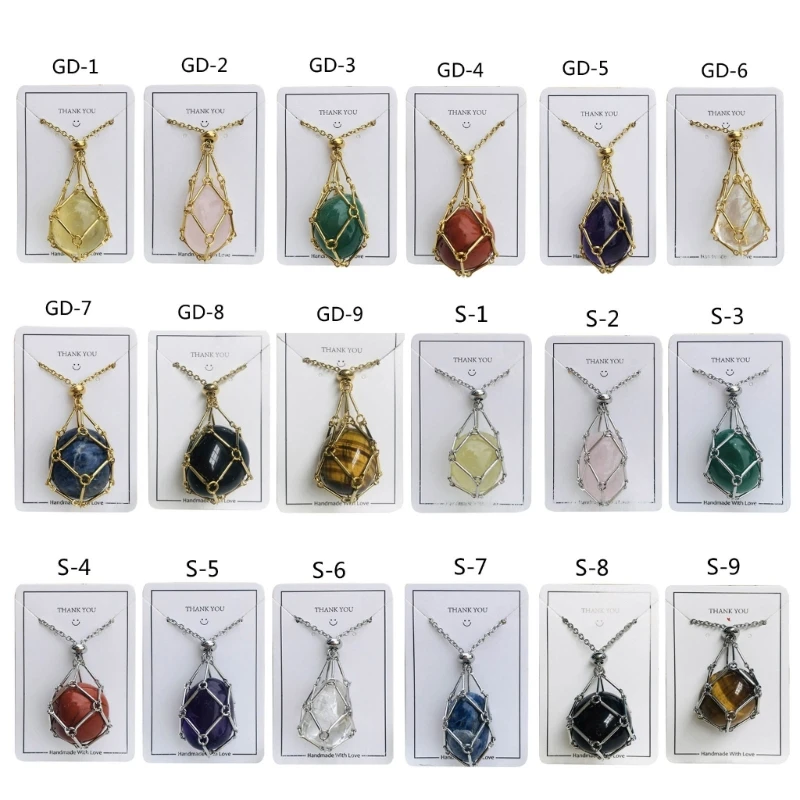 

E0BF Crystal Stone Holder Necklace Unique Pendant Neckchain Exquisite Neck Jewelry