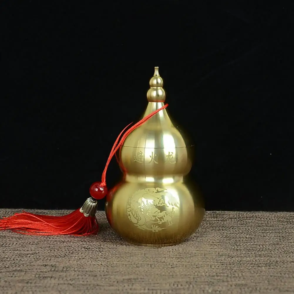 

Brass Figurine Unique Gourd Sculpture Feng Shui Brass Pot with Chinese Letters Home Decorations Gifts Blessing Gourd for Display