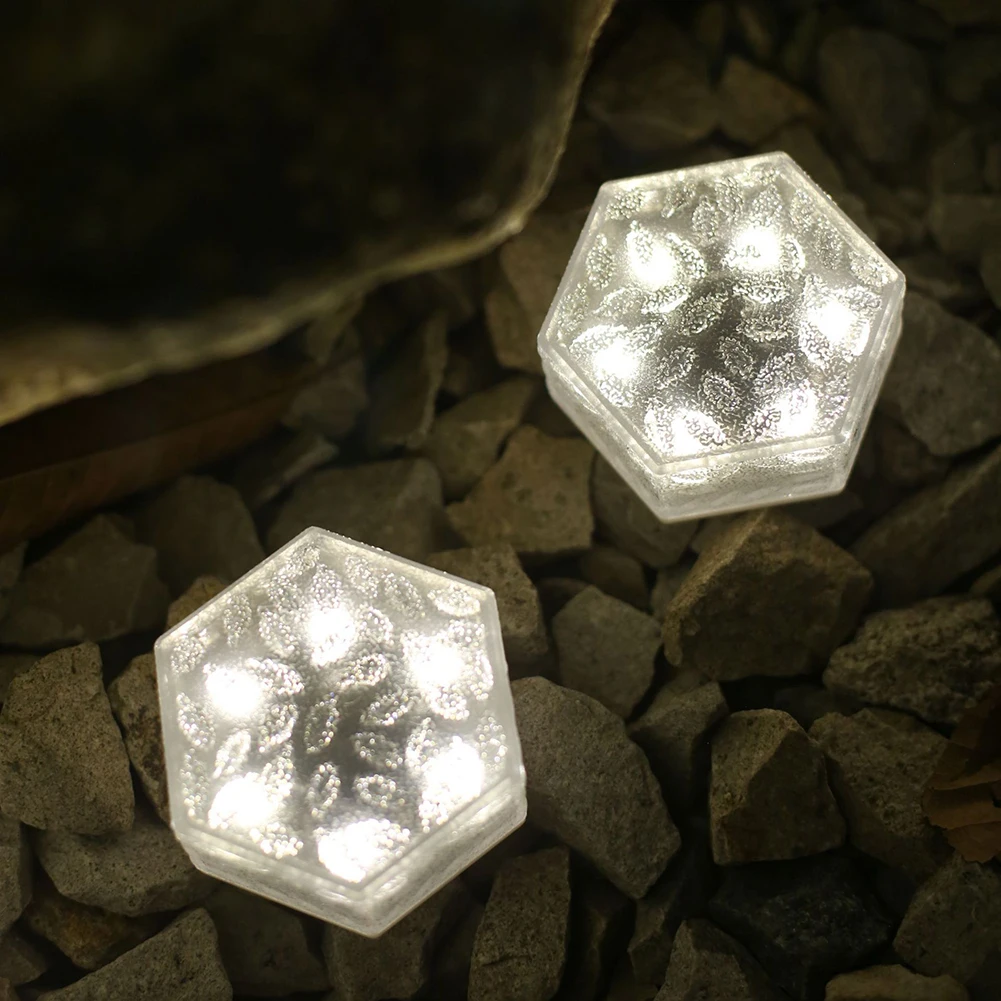 

0.25w LED Solar Garden Light IP44 Waterproof Imitation Hexagonal Ice Brick Buried Lamp For Yard Patio Garden Pathway Porch Decor