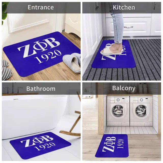 Zeta Phi Béta-Egyházi Logó Ajtó Nem Csúszás Nélküli Konyha Fürdőszoba Szőnyeg Hálószoba Erkély Padló Bejárat - Image 6
