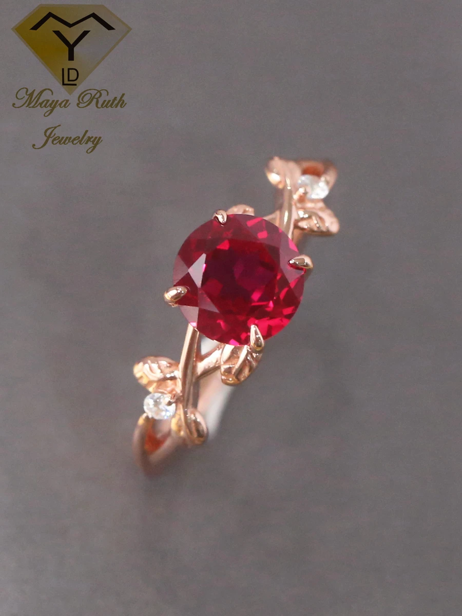 Buy quality 22 Kt Gold Flower Design Cz & Single Ruby Stone Ring For Women  in Ahmedabad