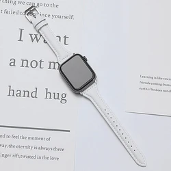 Elegant Slim Leather Strap for Women - Compatible with Apple Watch Series (White 18)