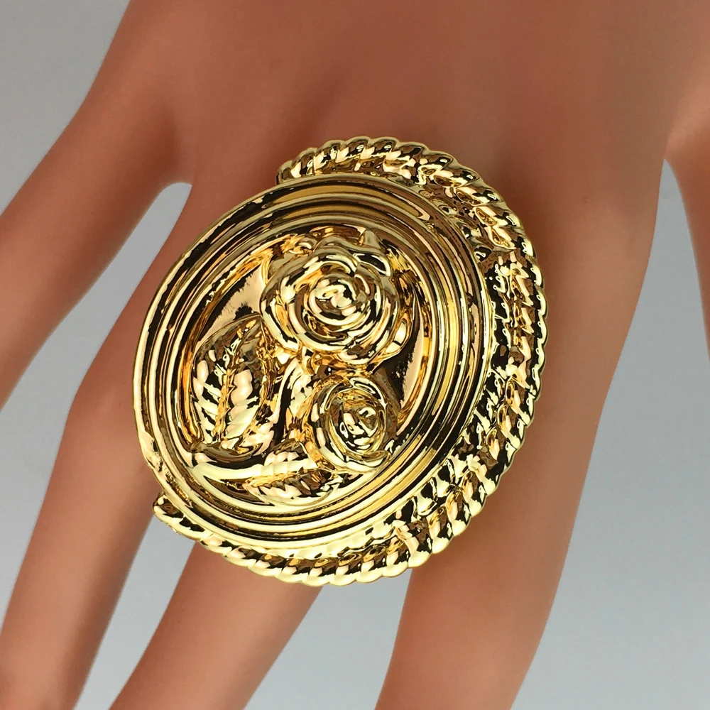 Yuminglai-grande anel de exagero cocktail para mulheres, anel banhado a ouro, 18K-Real-Plated, presente de qualidade, entrega gratuita, FHK16817