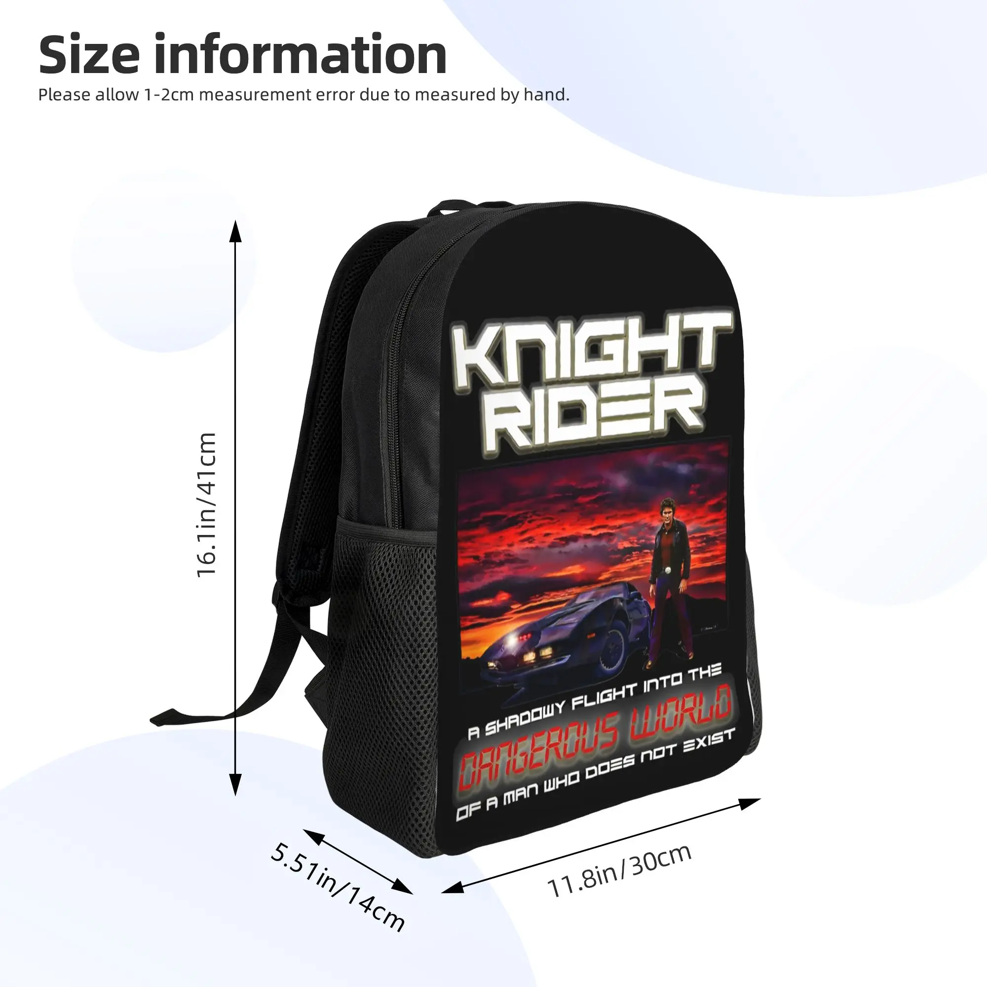 나이트 라이더 데이비드 하셀호프 백팩 남성용 여성용 패션 고등학교 비즈니스 데이팩 노트북 컴퓨터 캔버스 가방 야외용