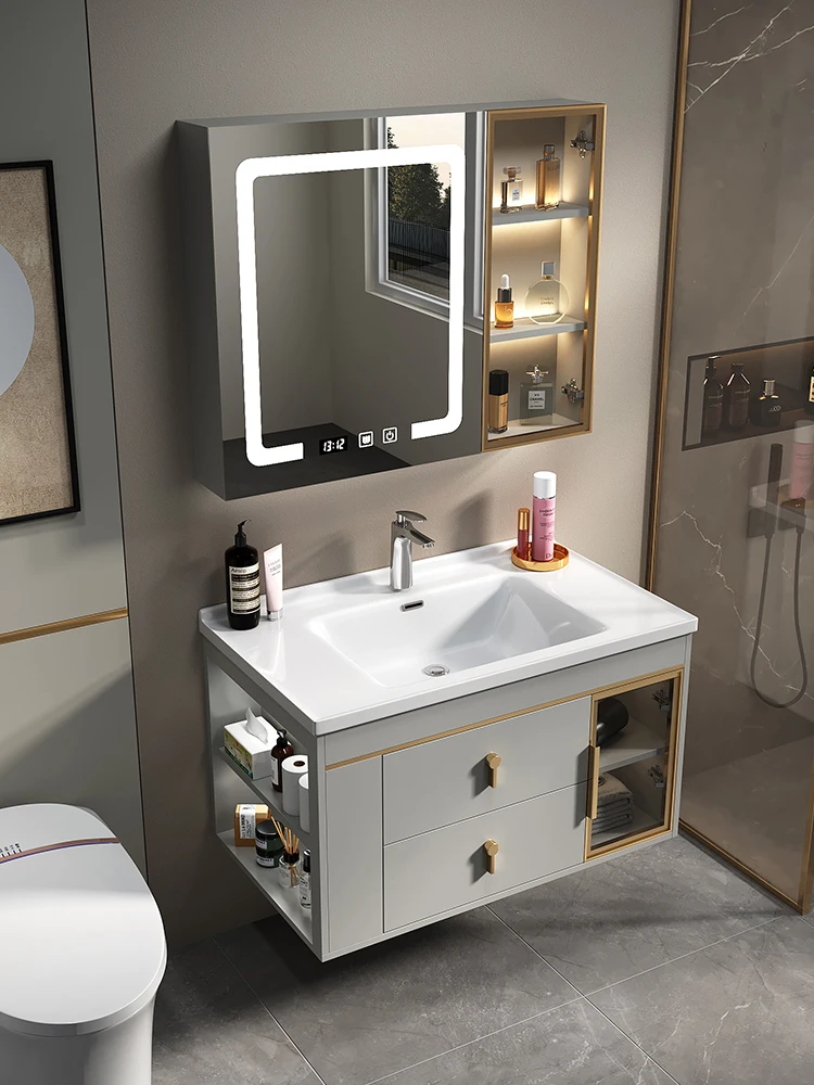 Modern minimalist bathroom interior, modern bathroom cabinet