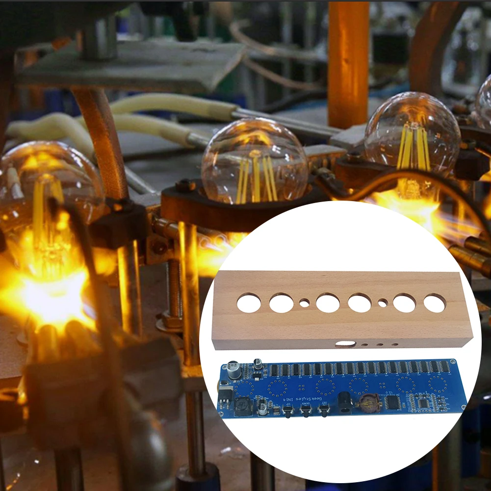 IN14 글로우 튜브 시계 DIY 튜브 시계 키트 너도밤나무 쉘 IN14 닉시 튜브 디지털 LED 시계 DC12V 1A 다양한 색상 시간 표시용