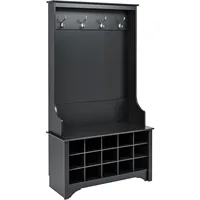 Prepac Hall Tree with Shoe Storage, Black 1