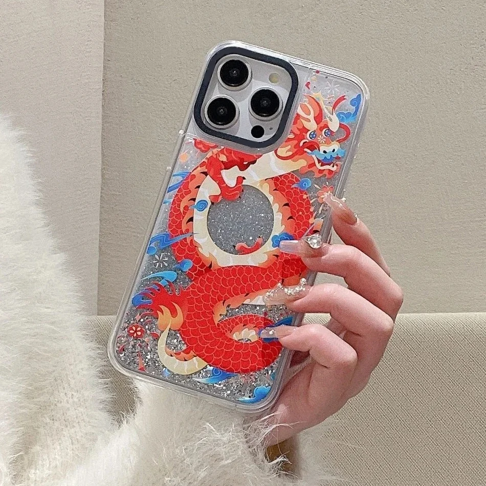 

Chinese Dragon Quicksand Phone Case Cover for IPhone 12 13 14 15 Pro Max Case for IPhone 14 Pro Max