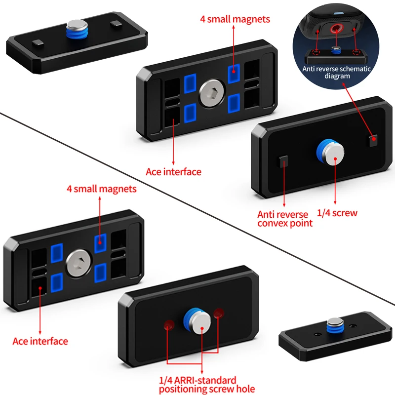 Supporto magnetico in alluminio per Insta360 GO 3 3S Caricatore per fotocamera pollice 1/4 Adattatore per treppiede Staffa base di aspirazione magnetica Go3 Accessori  44