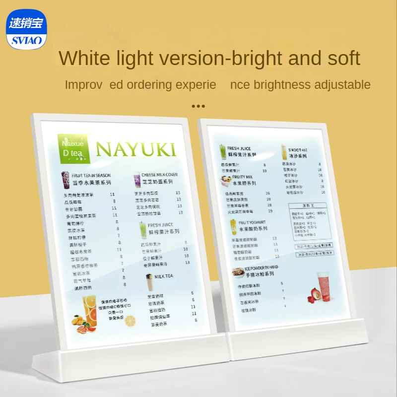 SVIAO A4 USB LED 조명, 레스토랑 금속 디스플레이, 메뉴 선반 프로모션, 데스크탑 맥주 바 샵 디스플레이 보드