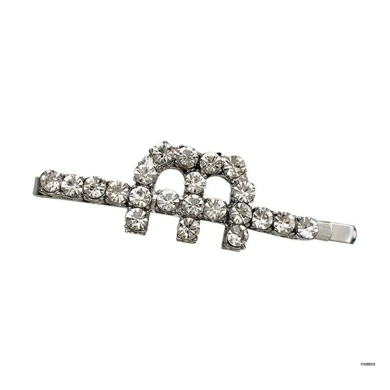 

Women Full for Rhinestone Hair Clip for M Letter Metal Bobby Pins Glitter Jewelry Side Bangs Hairpin