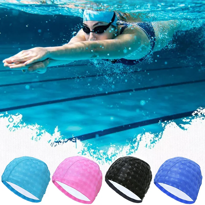 

Elastic Swimming Cap For Men Women Ear Protection Waterproof PU Coated Swim Caps Non-Slip Professional Adult Sports Diving Hats