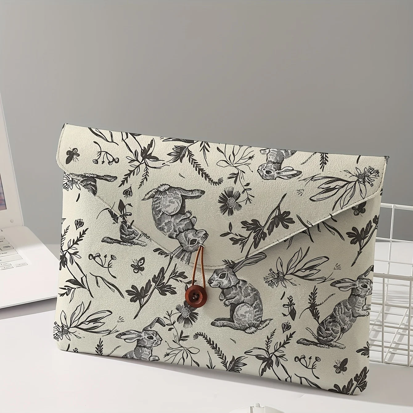 Rabbit print pattern laptop bag with soft laptop fabric cover, suitable for laptop soft cover storage and tablet storage bag