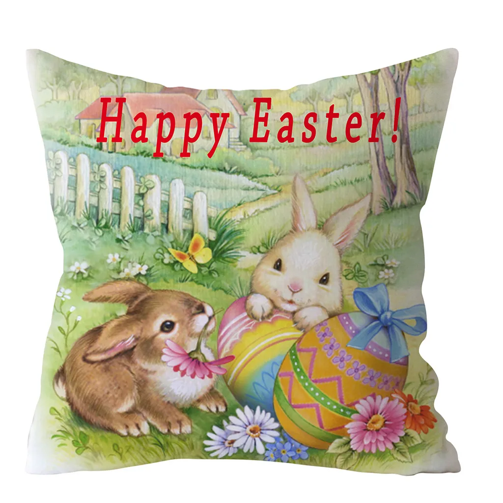 Home Decoration Easter series Printing polyester pillow sleeve cushion cover is suitable for bedroom living room 3