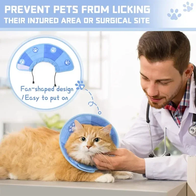 Adjustable Cat Cone Collar Soft Anti-Bite Protective Cat Elizabeth Collar and Dog Surgery Medical Neck Ring Accessory