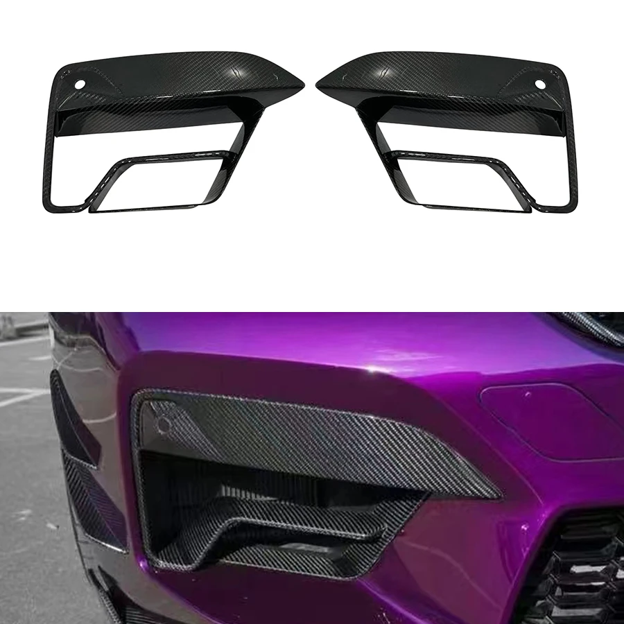 

Dry Carbon Fiber Sport Front Bumper Air Vent Trim Splitter For BMW F90 M5 2021+ Cover Fog Ligth Intake Lamp Bezel Frame
