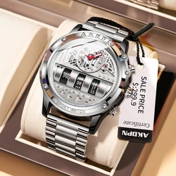 Luxury Men's Mechanical Watch - Business Casual Leather Strap with Unique Rotating Date (A9022 - 5)