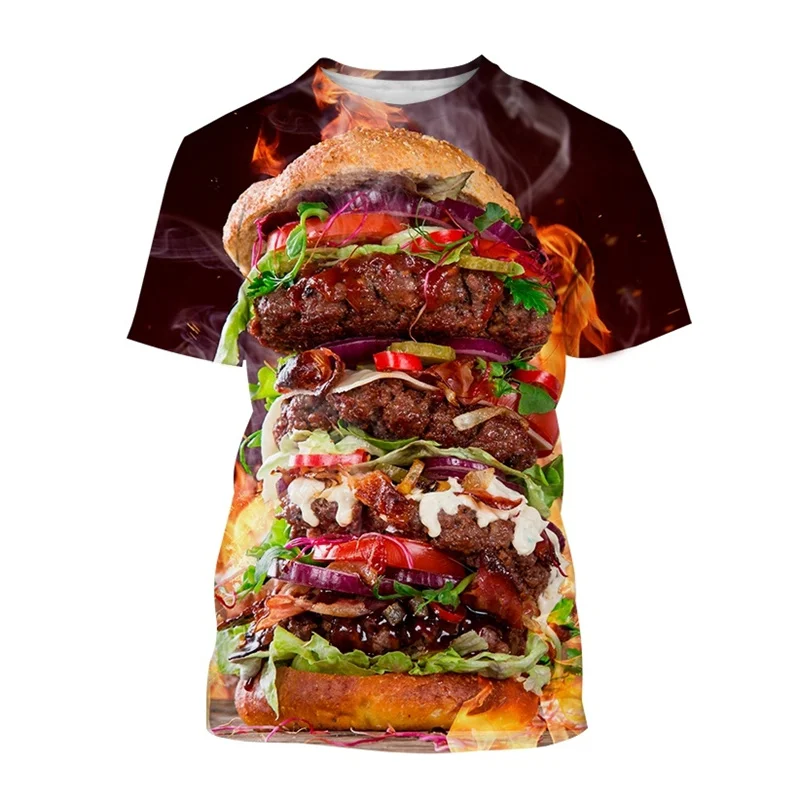 

Creative Food Hamburger 3D Print T-shirt For Men Fashion Chicken Burger Pizza Fries Graphics T Shirt Harajuku Casual Tees Tops