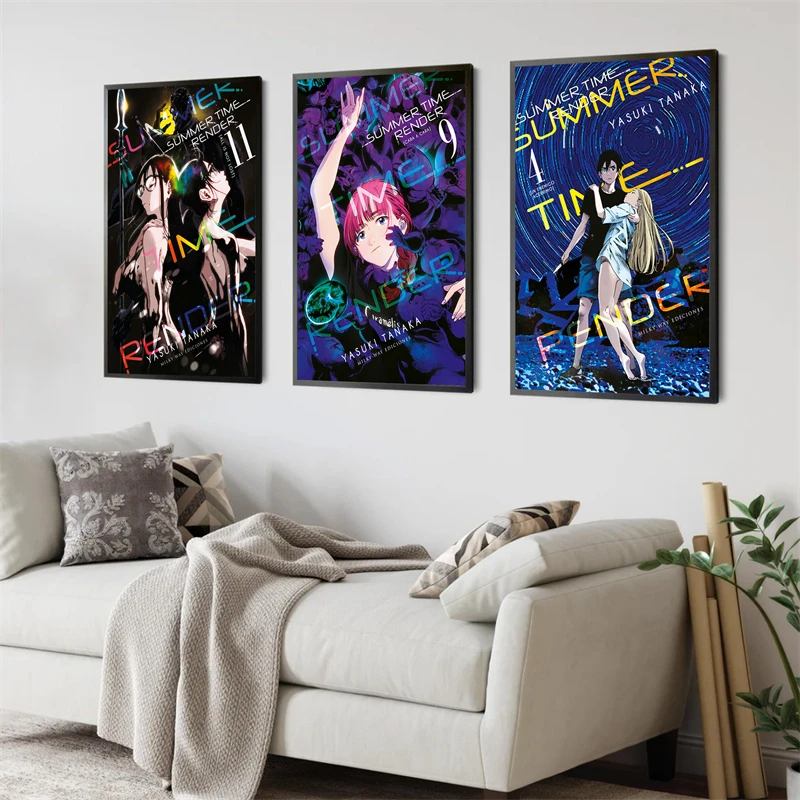 Pop Japan Anime Figure Summer Time Rendering Poster Aesthetics Music Manga  Cover Canvas Print Wall Art Girl Kawaii Room Decor