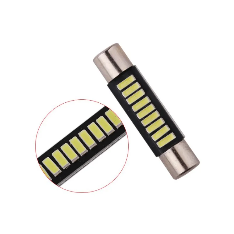 

10 шт., T6.3, белый, 29 мм, 1,1 дюйма, 12 В, светодиодный Festoon 4014, 9 SMD, солнцезащитный козырек, искусственное зеркало, лампы для автомобиля 3056, 3057