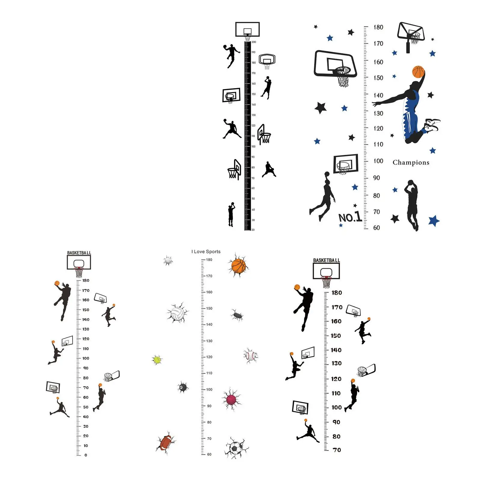 Height Chart Wall Decal Wall Art Decoration DIY Sport Theme Height Measurement