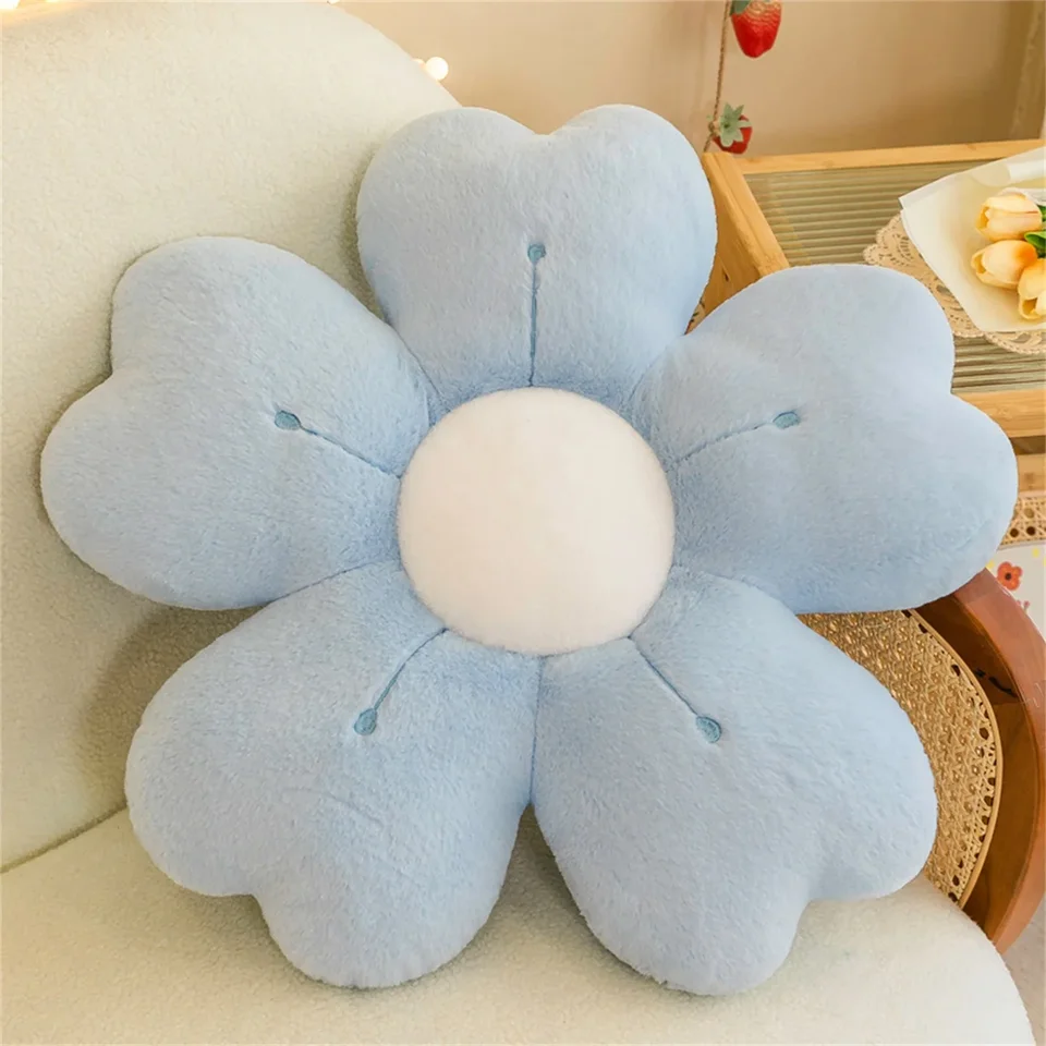Cuscino Decorativo A Forma Di Fiore - Morbido Peluche, 50 Cm, Blu - Foto 4
