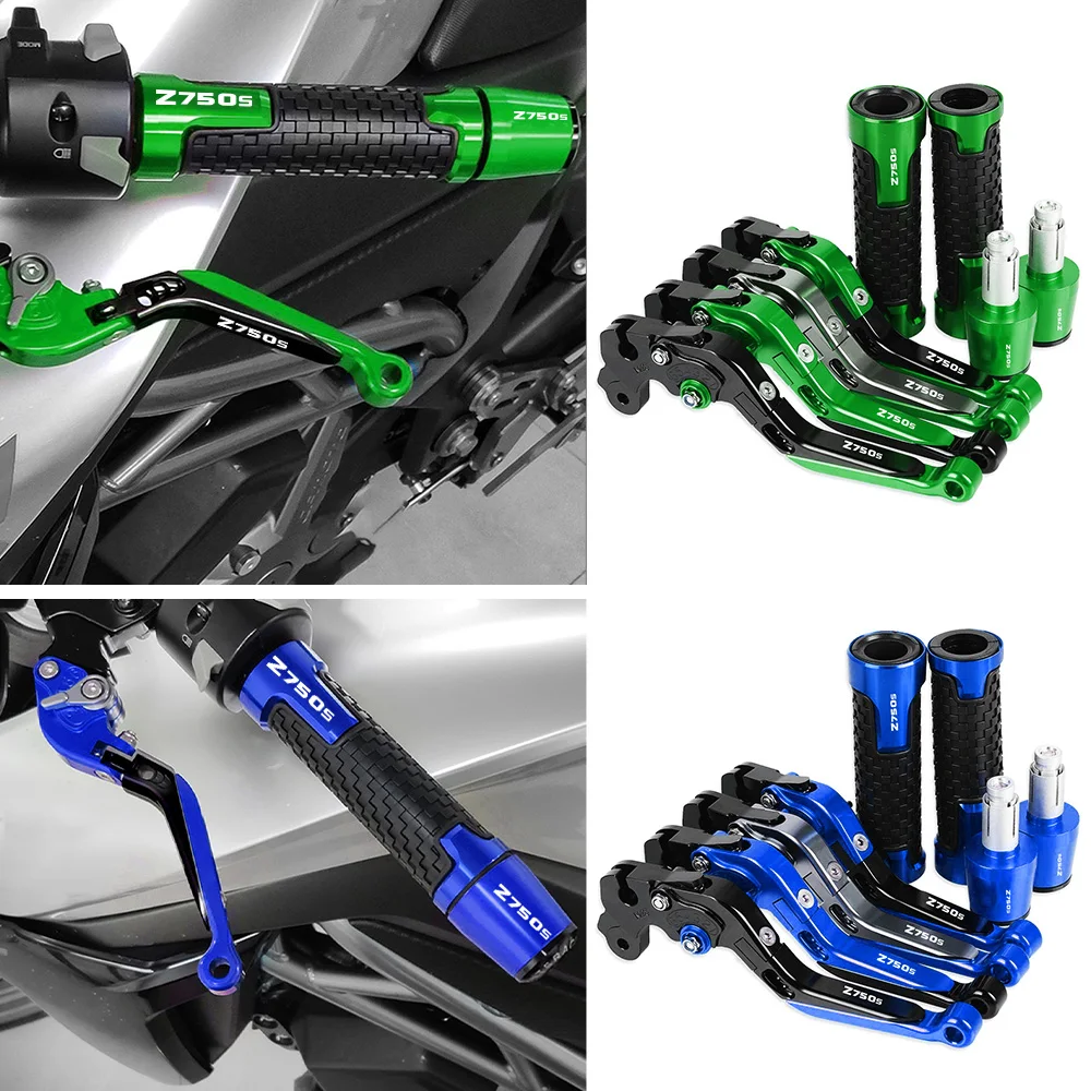 

7/8" 22mm Non-slip Rubber & CNC Handlebar Handle Bar Grips Ends Cover Clutch Brake Levers Set For KAWASAKI Z750S 2006 -2008