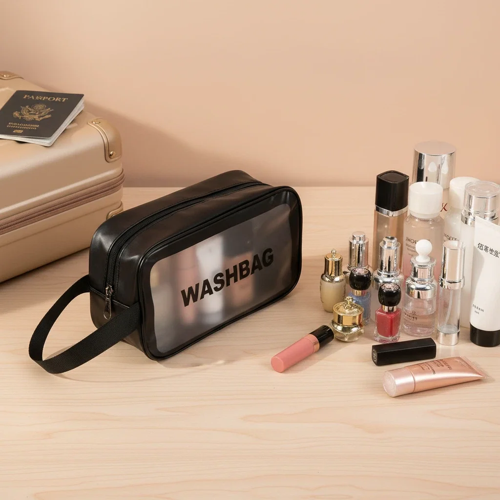 Portable Travel Wash Bag Transparent Waterproof Makeup Storage Pouch Large Capacity Cosmetic Organizer Beauty Women Case