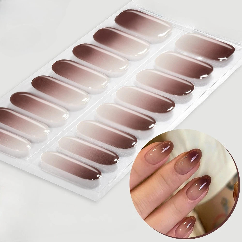 Premium Semi-Cured Nail Wraps Set - Waterproof, Long-Lasting Gel Nail Stickers