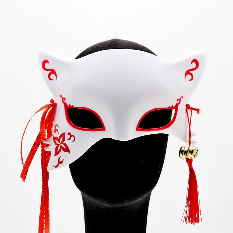 

10pcs Japanese Hefeng Fox Half Face Cat Face Mask Anime Cosplay Kabuki Masks Half Face Festival Masquerade Party Props Halloween