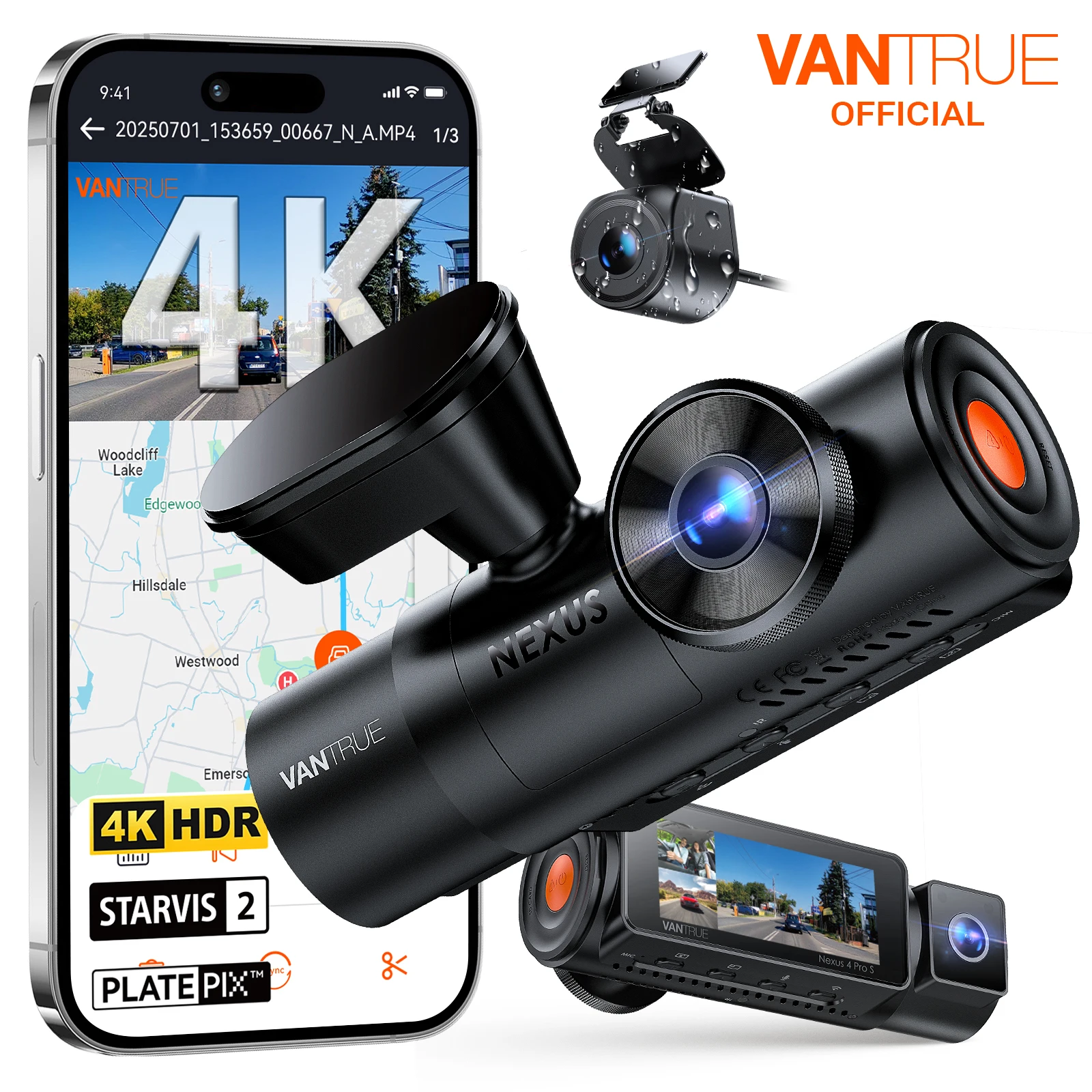 Vantrue N4 Pro S 3 canaux DashCam STARVIS 2 HDR IR Vision nocturne 4K + 1080P + 2.5K caméra arrière étanche Wi-Fi GPS 24h Mode de stationnement 1 Vantrue N4 Pro S 3 canaux DashCam STARVIS 2 HDR IR Vision nocturne 4K + 1080P + 2.5K caméra arrière étanche Wi-Fi GPS 24h Mode de stationnement 1