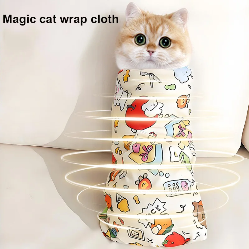 Couverture de toilettage auto-adhésive pour chat, type burrito, anti-morsures, anti-griffures, anti-fugue, pour médicaments, coupe des griffes, outil pour animaux de compagnie_voghion.com