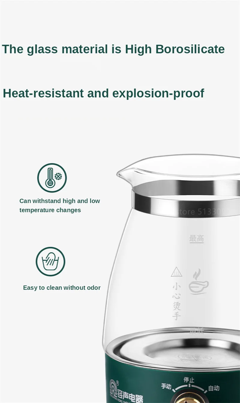 1L Electric Kettle Heat-resistant Glass Tea Infuser Pot With Filter Automatic Steam Spray Borosilicate glass Teapot Health Pot