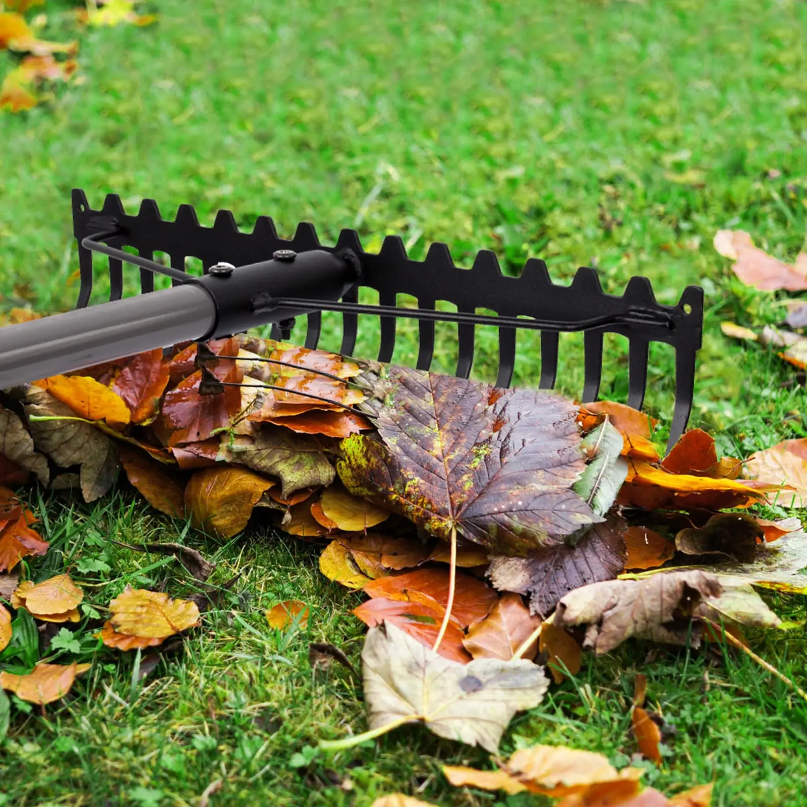 Stainless Steel Garden Rake Adjustable Handle Garden Tool for Cleaning Weeds and Loose Soil Agricultural Rake Accessories