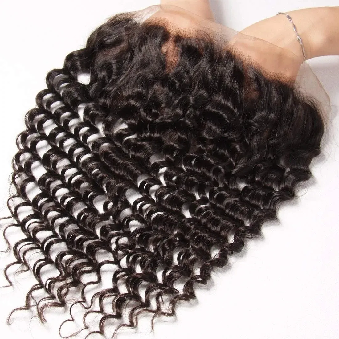 Deep Wave 13x6 Lace Frontal Only 360 Lace Brazilian Virgin Human Hair 2x6 Lace Closure 4x4 5x5 Transparent Swiss Lace Closure 3