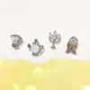 MIGGA 4pcs Fairy Small Candle Teapot Stud Earrings Set Fashion Zircon Crystal Women Girls Gift Jewelry 3