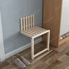 Wall-Mounted Folding Footstool Porch Chair Shoe Stool Chair Hidden Solid Wood Folding Bathroom Stool 3